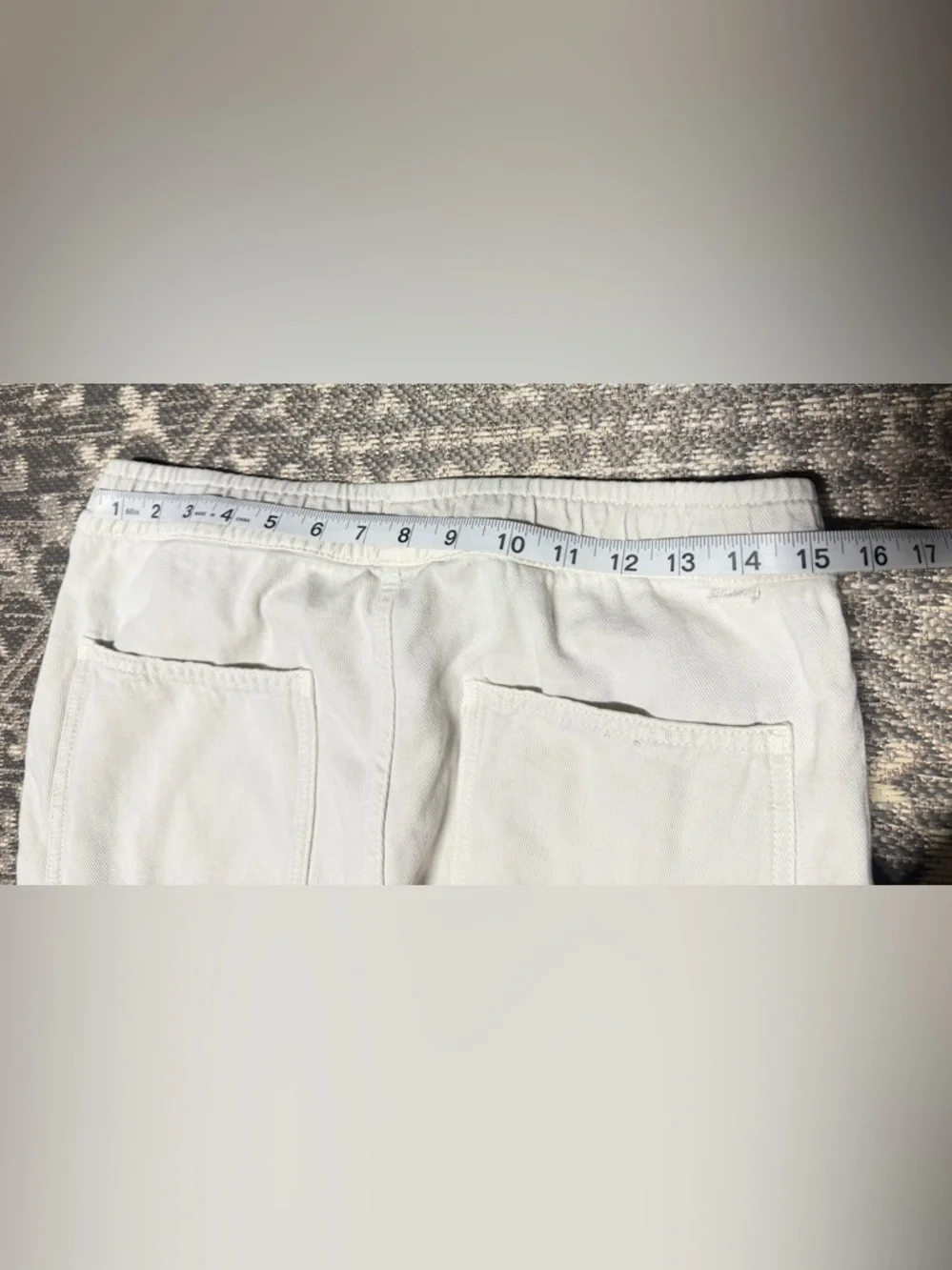 Zara cream Cropped Elastic-Waist Ankle Pants 75%cotton 25%linen.